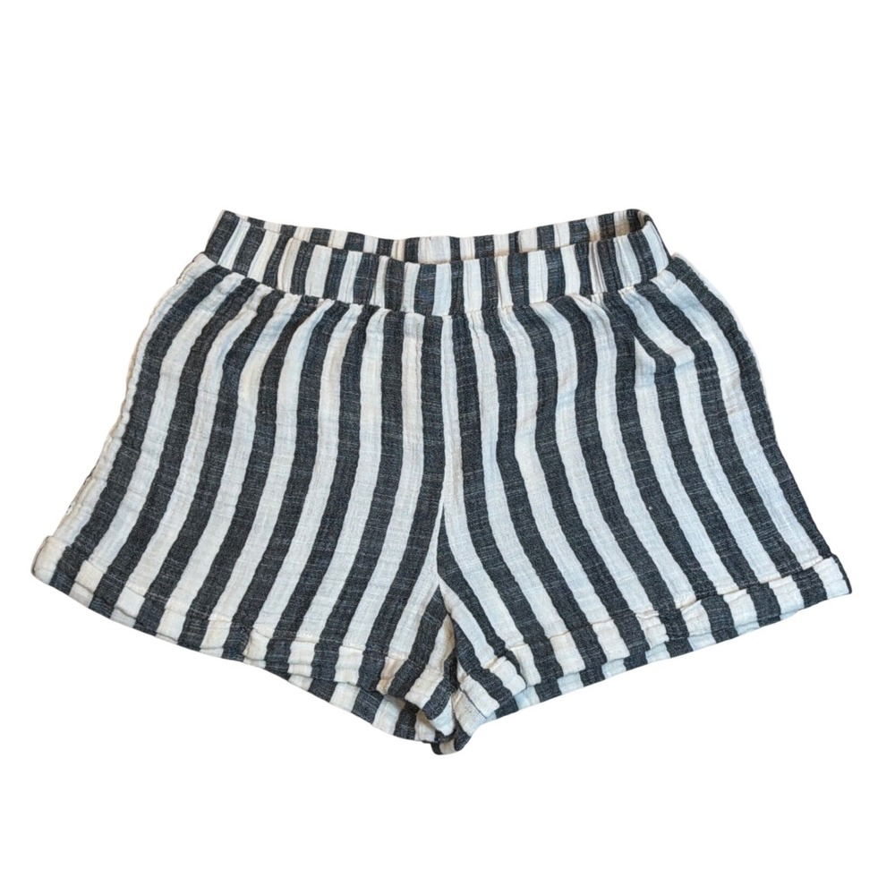 Z Supply Women Black White Striped Cotton Gauze Elastic Waist Shorts ZS242568 S